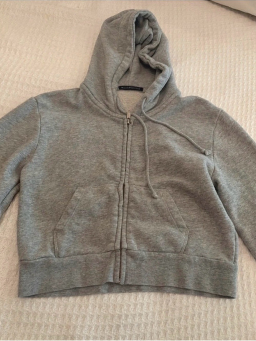 Brandy Melville Light Gray Zip-Up Hooded Sweatshirt